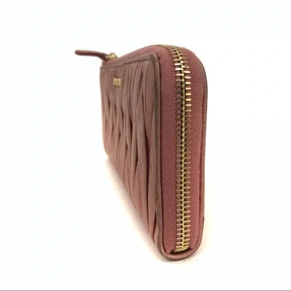 MIU MIU Logo Gather Leather Zip Around Long Wallet - Picture 2 of 8
